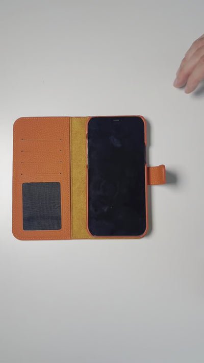 Dutchic iPhone 14 Uitneembare leren hoesje - Oranje / Orange