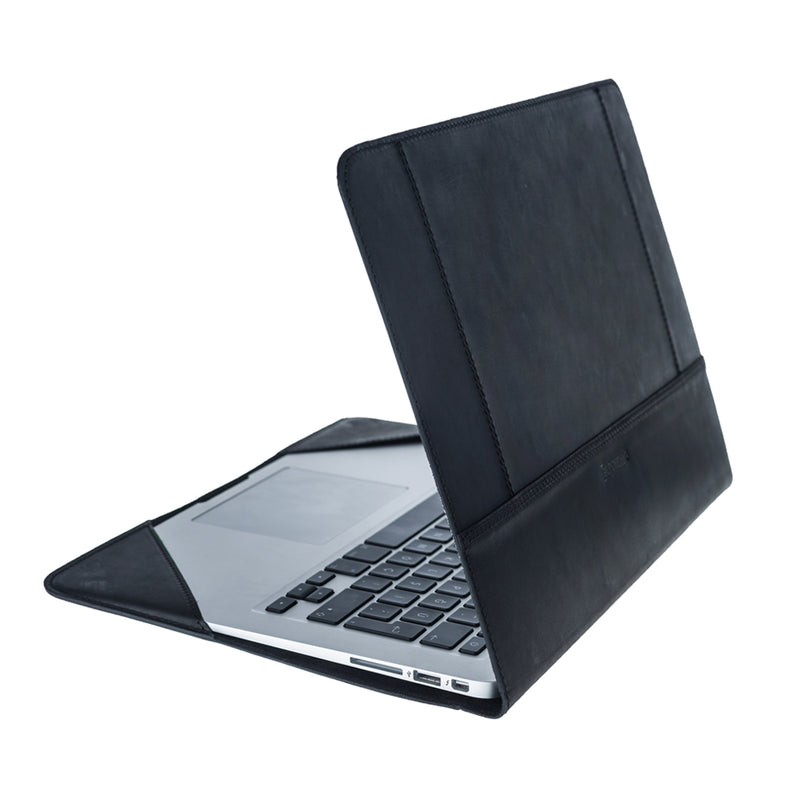 Lederen beschermings hoesje voor Apple Macbook Air 11 inch - Antic Zwart