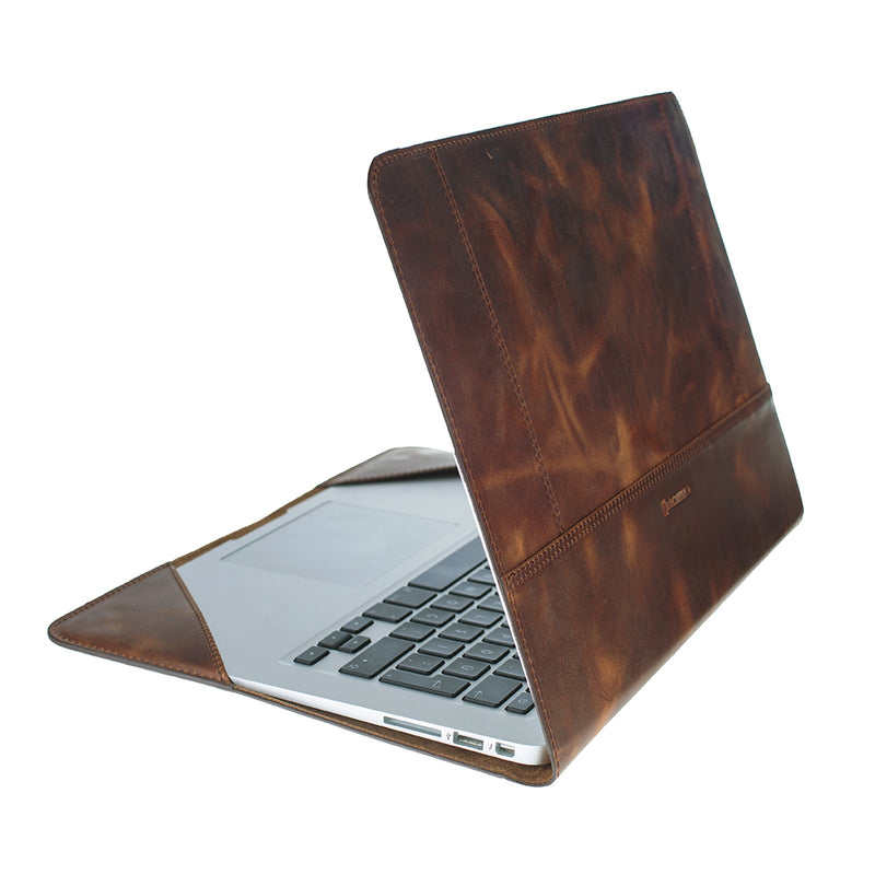 Lederen beschermings hoesje voor Apple Macbook Air 11 inch - Antic Bruin