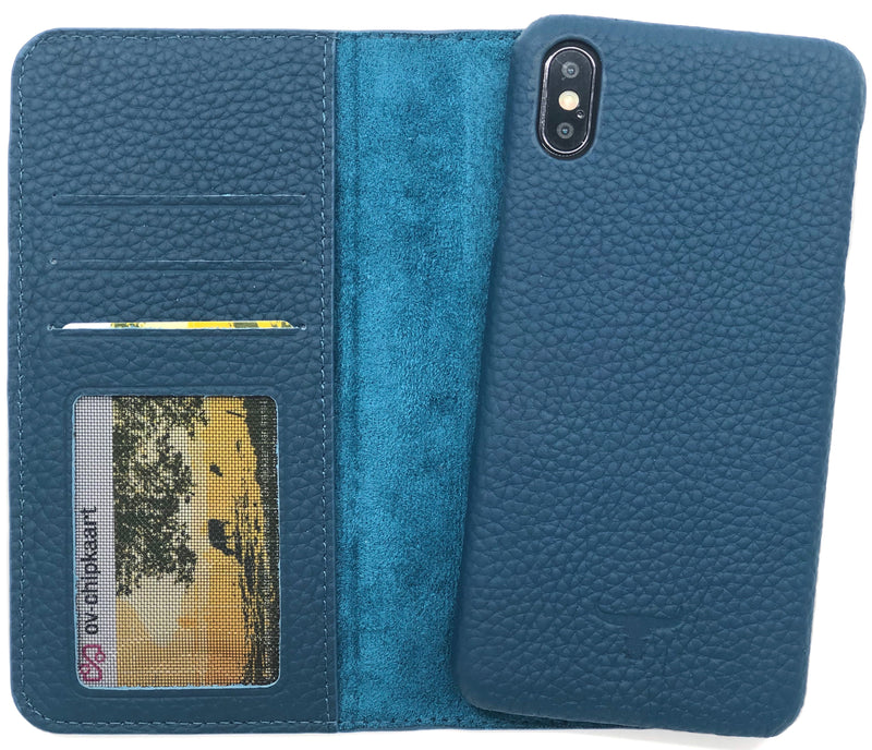 Lederen Booktype iPhone Xs Max - Marine Blauw