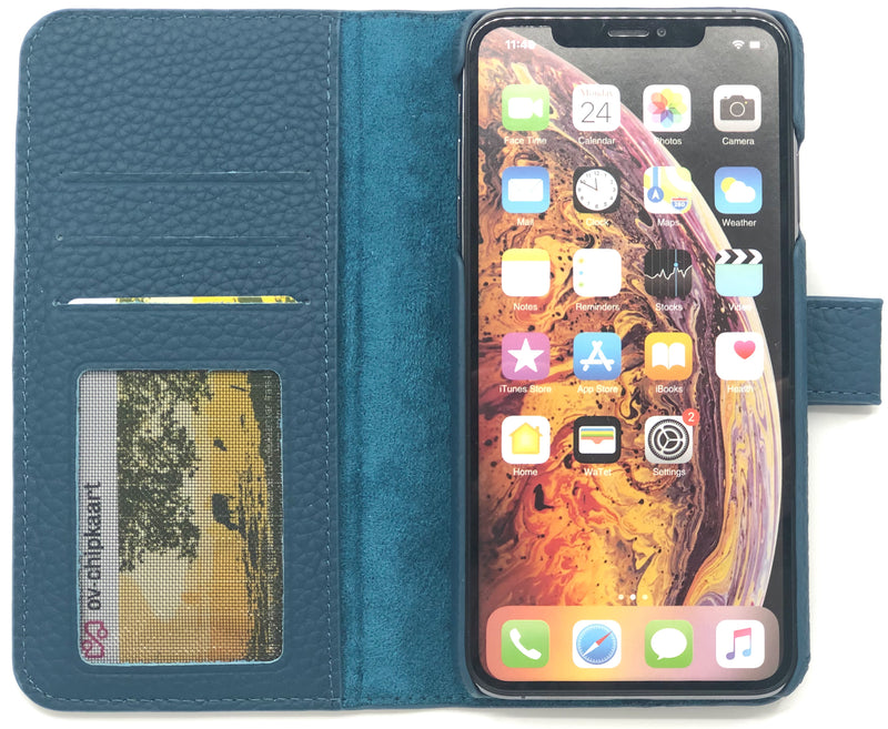 Lederen Booktype iPhone Xs Max - Marine Blauw