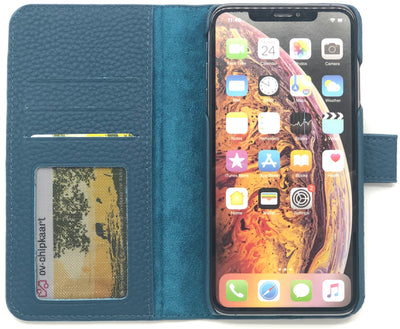 Lederen 2 in 1 Booktype iPhone X / XS - Marine Blauw