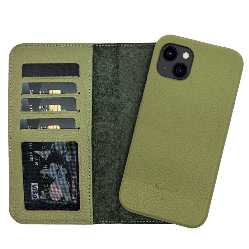 Dutchic iPhone 14 Uitneembare leren hoesje - Matcha Green