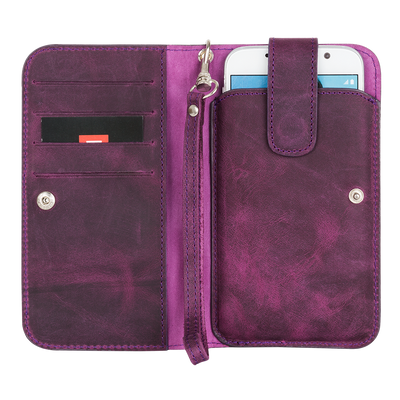 Lederen Universele Multi Flap Case | Paars