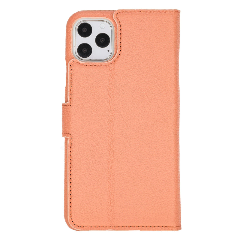Mjora 2 in 1 Volledig Luxe Leren Booktype iPhone 11 Pro MAX leren hoesje - Zalm Roze