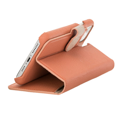 Mjora 2 in 1 Volledig Luxe Leren Booktype iPhone 11 Pro MAX leren hoesje - Zalm Roze