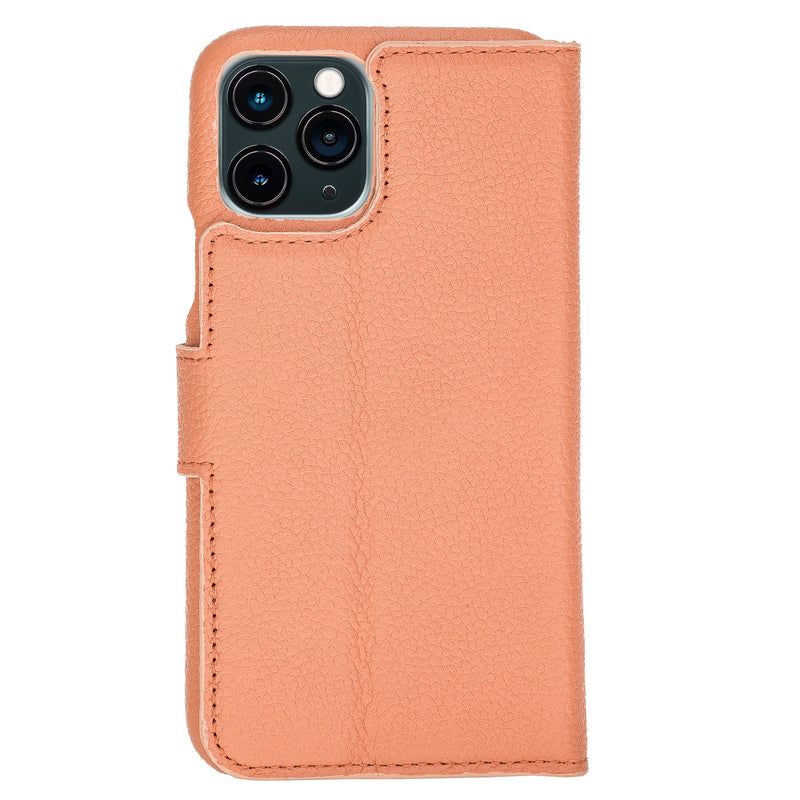 Mjora 2 in 1 Volledig Luxe Leren Booktype iPhone 11 Pro leren hoesje - Zalm Roze