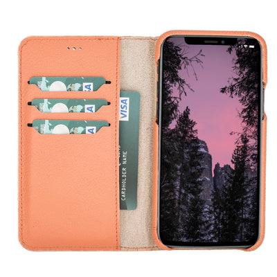 Mjora 2 in 1 Volledig Luxe Leren Booktype iPhone 11 Pro leren hoesje - Zalm Roze