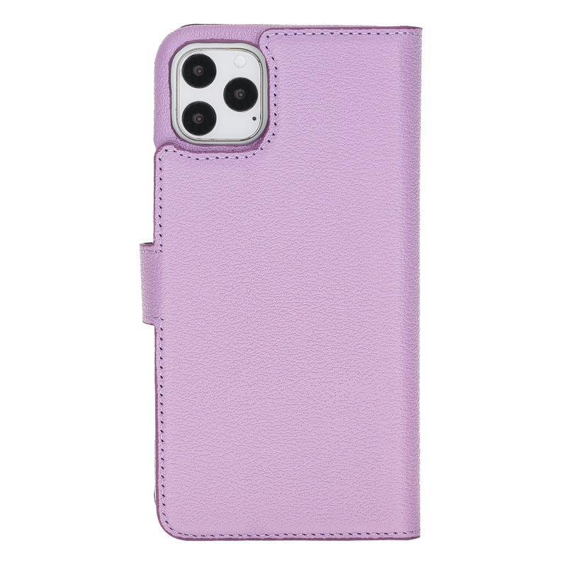 Mjora 2 in 1 Volledig Luxe Leren Booktype iPhone 11 Pro MAX leren hoesje - Lila Paars