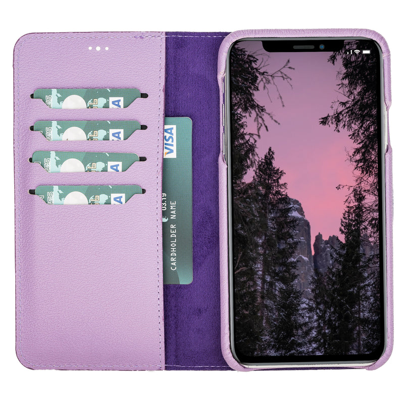 Mjora 2 in 1 Volledig Luxe Leren Booktype iPhone 11 Pro MAX leren hoesje - Lila Paars