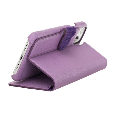 Mjora 2 in 1 Volledig Luxe Leren Booktype iPhone 11 Pro MAX leren hoesje - Lila Paars