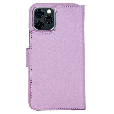 Mjora 2 in 1 Volledig Luxe Leren Booktype iPhone 11 Pro leren hoesje - Lila paars