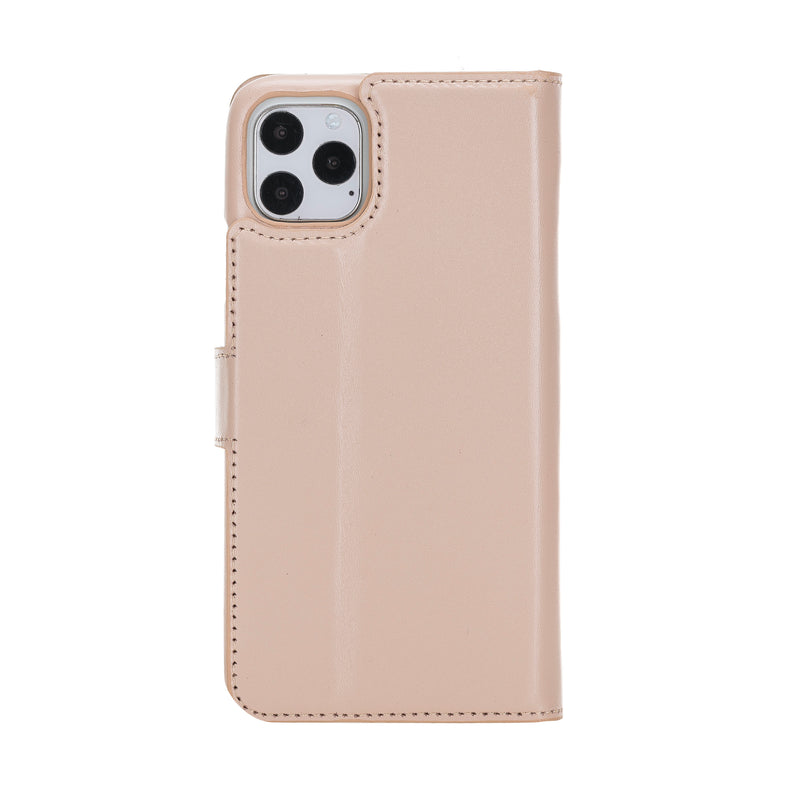 Mjora 2 in 1 Volledig Luxe Leren Booktype iPhone 11 Pro MAX leren hoesje - Nude Roze