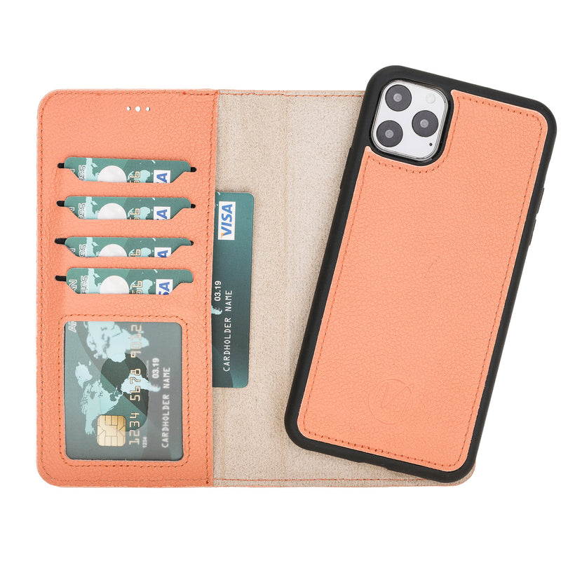 Mjora 2 in 1 Luxe Leren Booktype iPhone 11 Pro Max leren hoesje - Zalm Roze