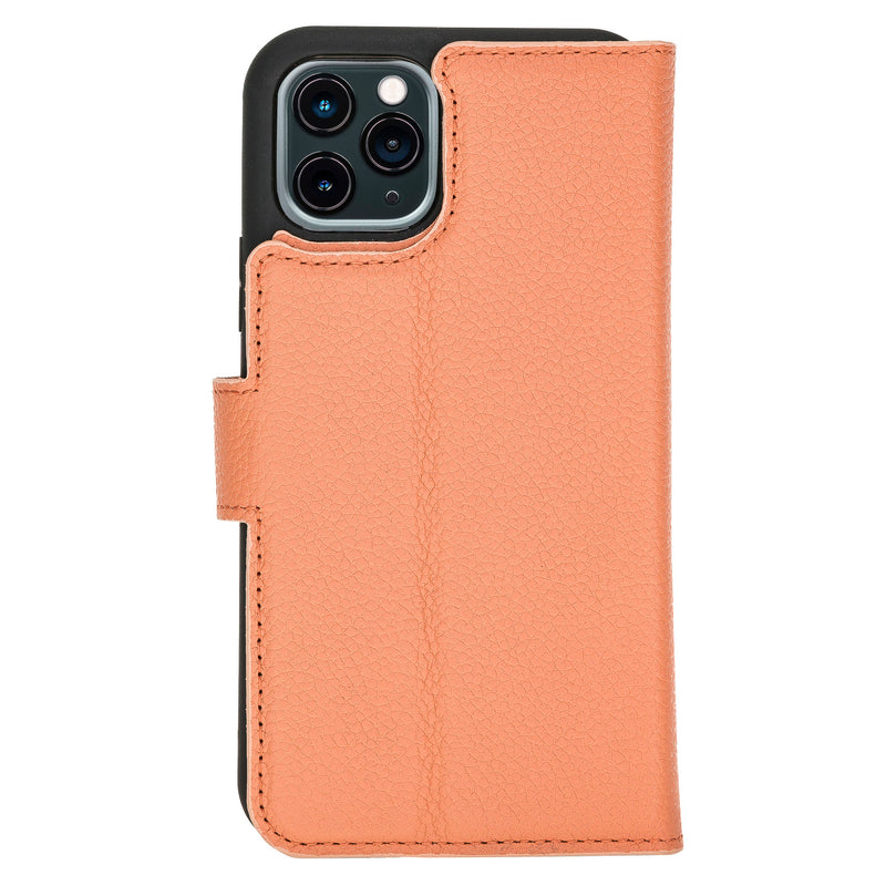 Mjora 2 in 1 Luxe Leren Booktype iPhone 11 Pro  leren hoesje - Zalm Roze