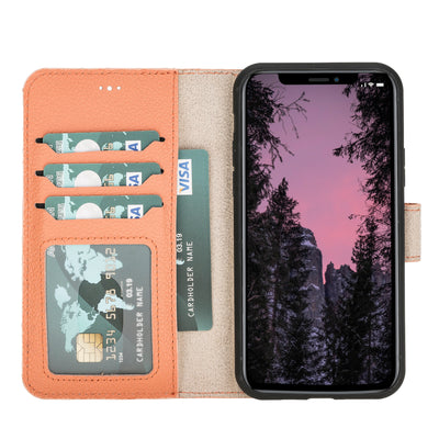 Mjora 2 in 1 Luxe Leren Booktype iPhone 11 Pro  leren hoesje - Zalm Roze