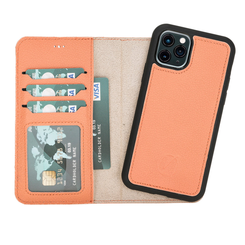 Mjora 2 in 1 Luxe Leren Booktype iPhone 11 Pro  leren hoesje - Zalm Roze