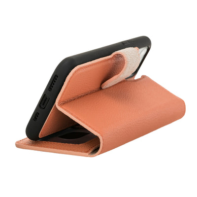 Mjora 2 in 1 Luxe Leren Booktype iPhone 11 Pro  leren hoesje - Zalm Roze