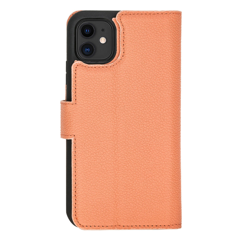 Mjora 2 in 1 Luxe Leren Booktype iPhone 11 leren hoesje - Zalm Roze