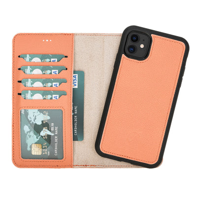 Mjora 2 in 1 Luxe Leren Booktype iPhone 11 leren hoesje - Zalm Roze