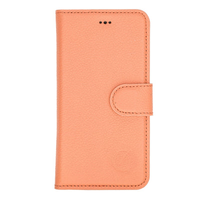 Mjora 2 in 1 Luxe Leren Booktype iPhone SE (2022 / 2020) / 8 / 7 / 6(s) leren hoesje - Zalm Roze