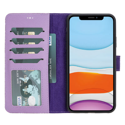 Mjora 2 in 1 Luxe Leren Booktype iPhone 11 Pro Max leren hoesje - Lila Paars