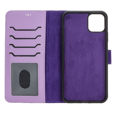 Mjora 2 in 1 Luxe Leren Booktype iPhone 11 Pro Max leren hoesje - Lila Paars
