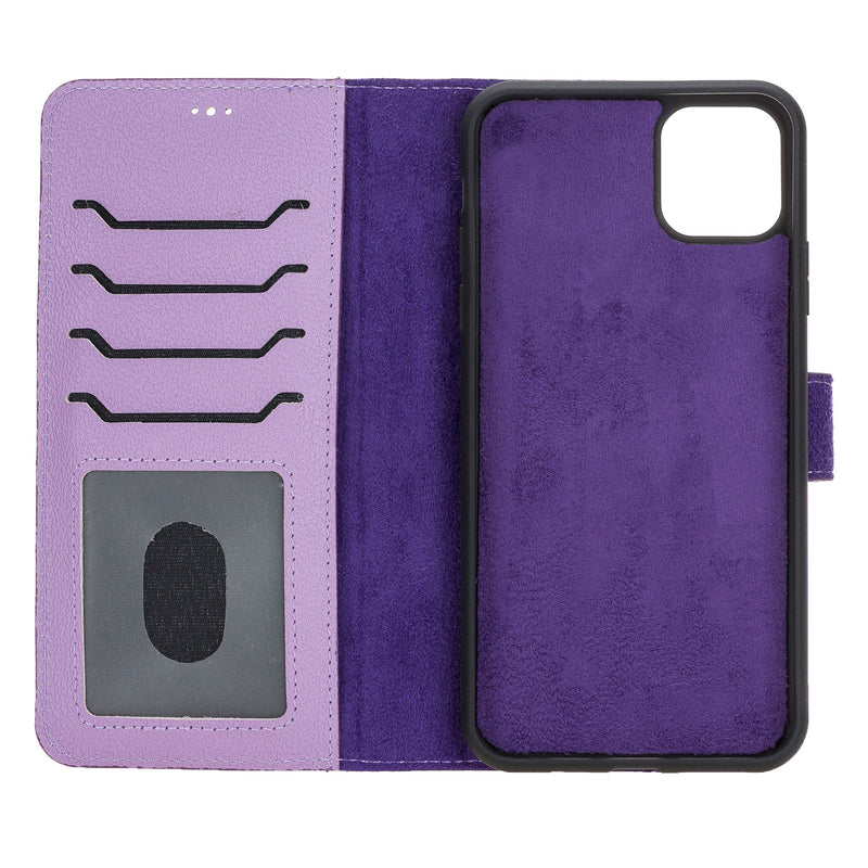 Mjora 2 in 1 Luxe Leren Booktype iPhone 11 Pro Max leren hoesje - Lila Paars