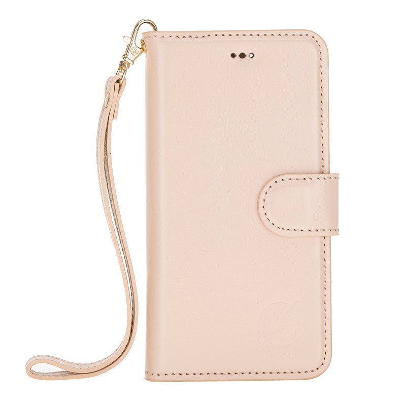 Mjora 2 in 1 Luxe Leren Booktype iPhone SE (2022 / 2020) / 8 / 7 / 6(s) leren hoesje - Nude Roze