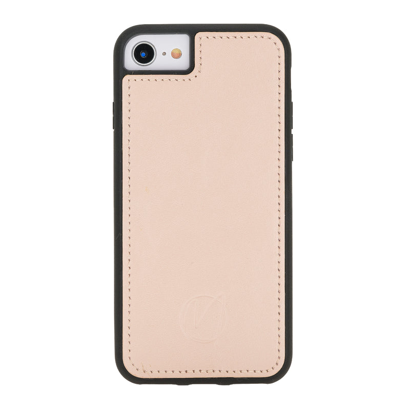 Mjora 2 in 1 Luxe Leren Booktype iPhone SE (2022 / 2020) / 8 / 7 / 6(s) leren hoesje - Nude Roze