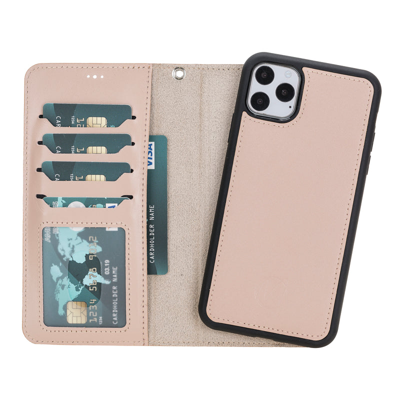 Mjora 2 in 1 Luxe Leren Booktype iPhone 11 Pro  leren hoesje - Nude Roze