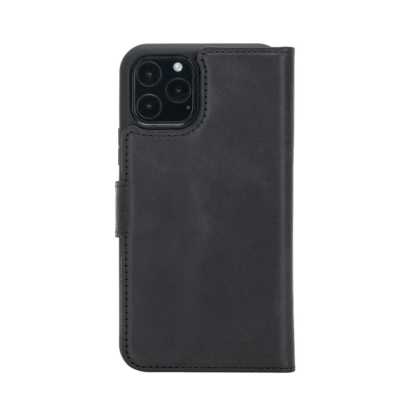 Mjora 2 in 1 Luxe Leren Booktype iPhone 11 Pro  leren hoesje - Antic Zwart