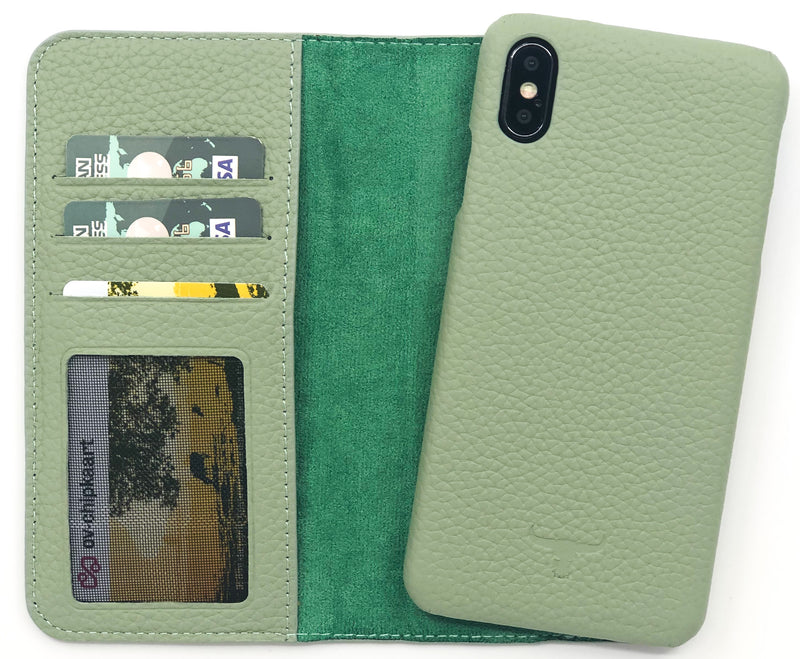 Lederen Booktype iPhone Xs Max - Matcha Green