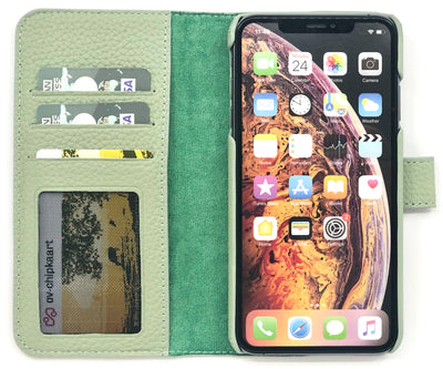 Lederen 2 in 1 Booktype iPhone X / XS - Matcha Groen