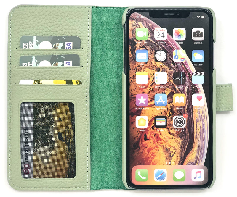 Lederen Booktype iPhone Xs Max - Matcha Green