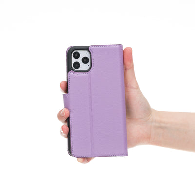 Mjora 2 in 1 Luxe Leren Booktype iPhone 11 Pro Max leren hoesje - Lila Paars