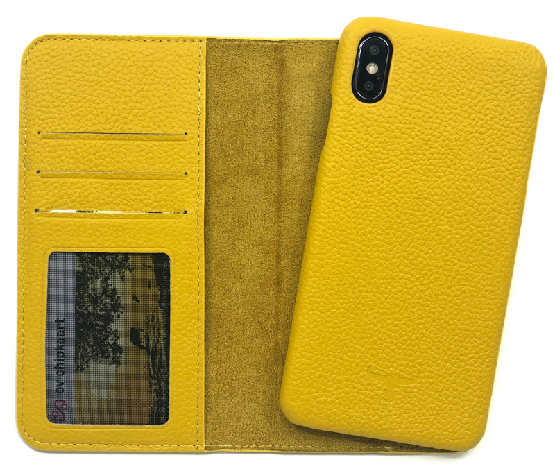 Lederen Booktype iPhone Xs Max - Geel