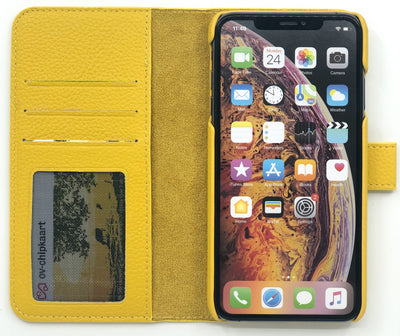 Lederen Booktype iPhone Xs Max - Geel