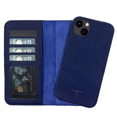 Dutchic iPhone 14 Uitneembare leren hoesje - Dark Blue