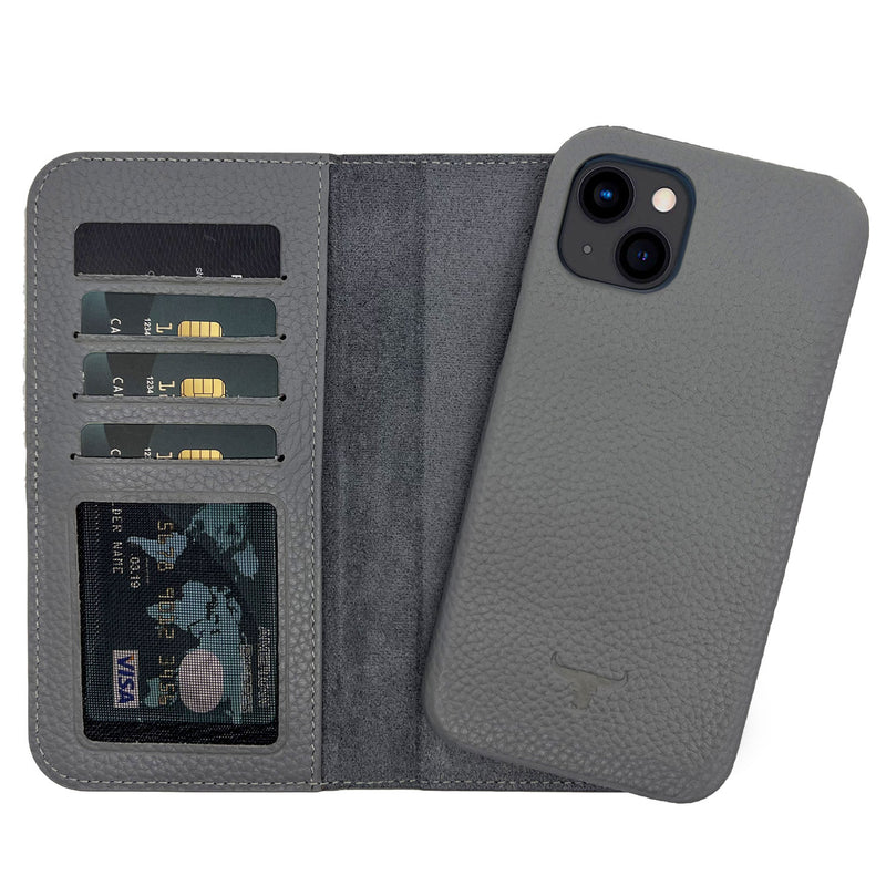 Dutchic iPhone 14 Uitneembare leren hoesje - Grey