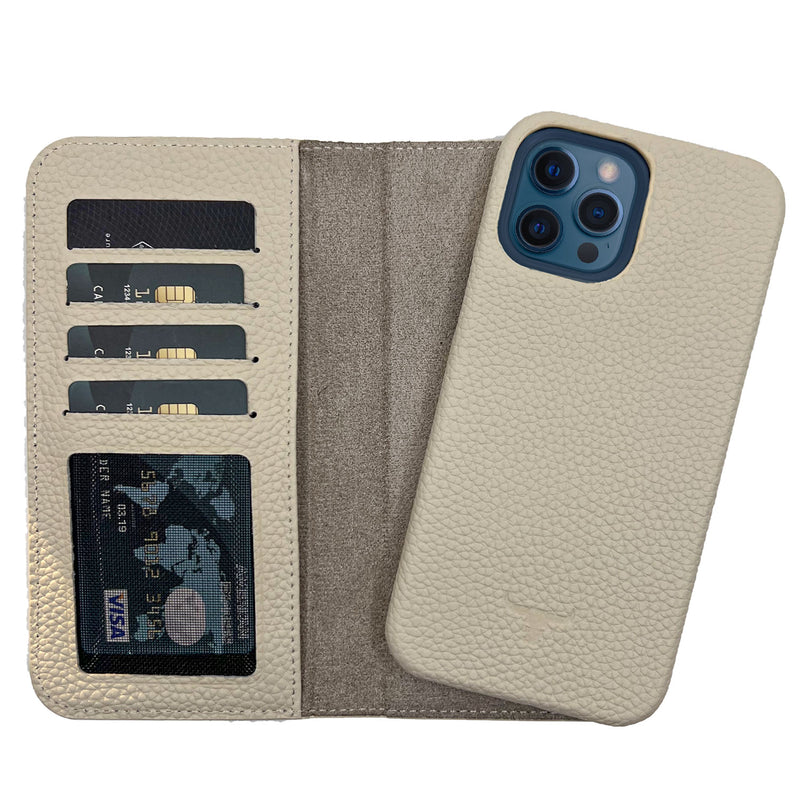 Dutchic iPhone 13 Pro MAX Uitneembare leren hoesje - Crème