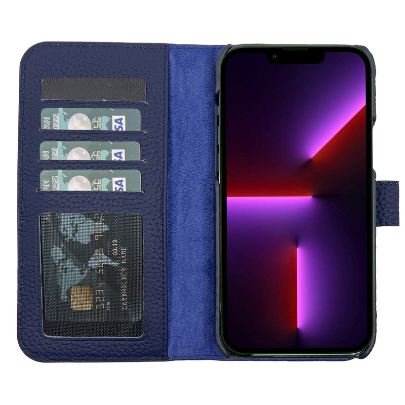 Dutchic iPhone 13 Pro MAX Uitneembare leren hoesje - Dark Blue