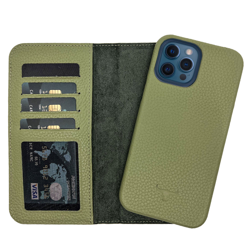 Dutchic iPhone 14 Pro Uitneembare leren hoesje - Green