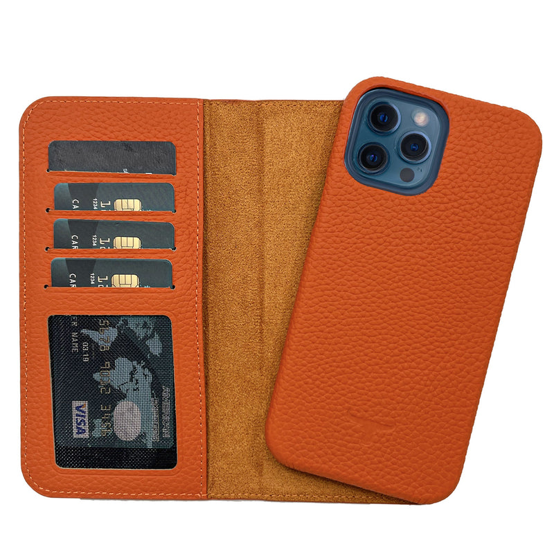 Dutchic iPhone 13 Pro MAX Uitneembare leren hoesje - Orange