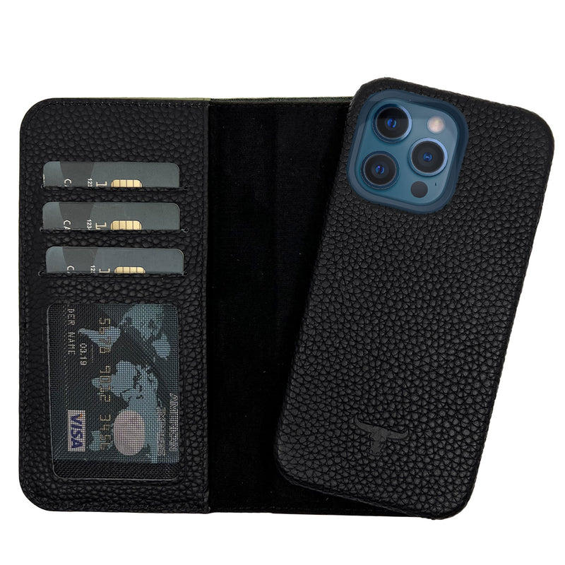 Dutchic iPhone 13 Pro MAX Uitneembare leren hoesje - Zwart