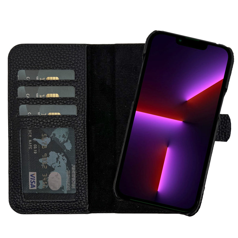 Dutchic iPhone 13 Pro MAX Uitneembare leren hoesje - Zwart