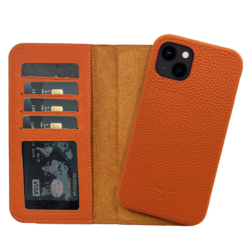 Dutchic iPhone 14 Uitneembare leren hoesje - Oranje / Orange