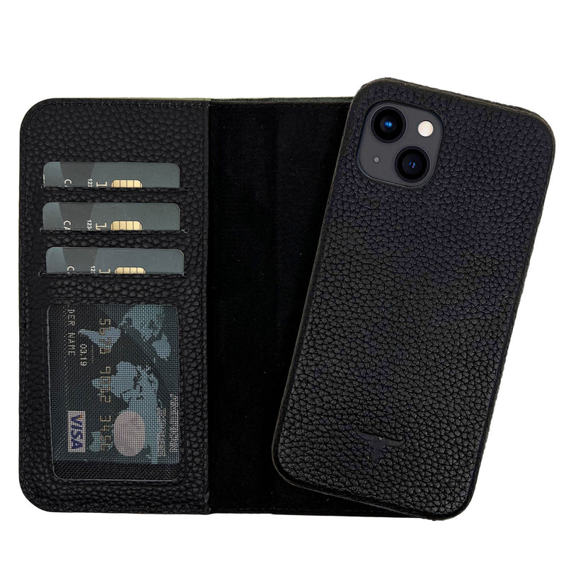 Dutchic iPhone 13 Uitneembare leren hoesje - Zwart